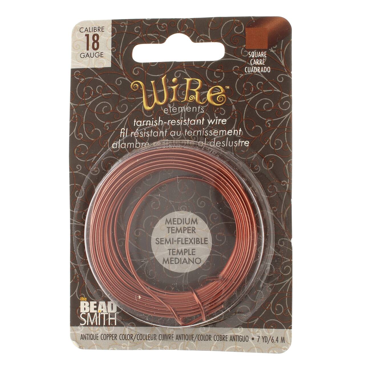 The Beadsmith® Wire Elements™ 18 Gauge Tarnish Resistant Medium Temper Square Wire, 7yd.